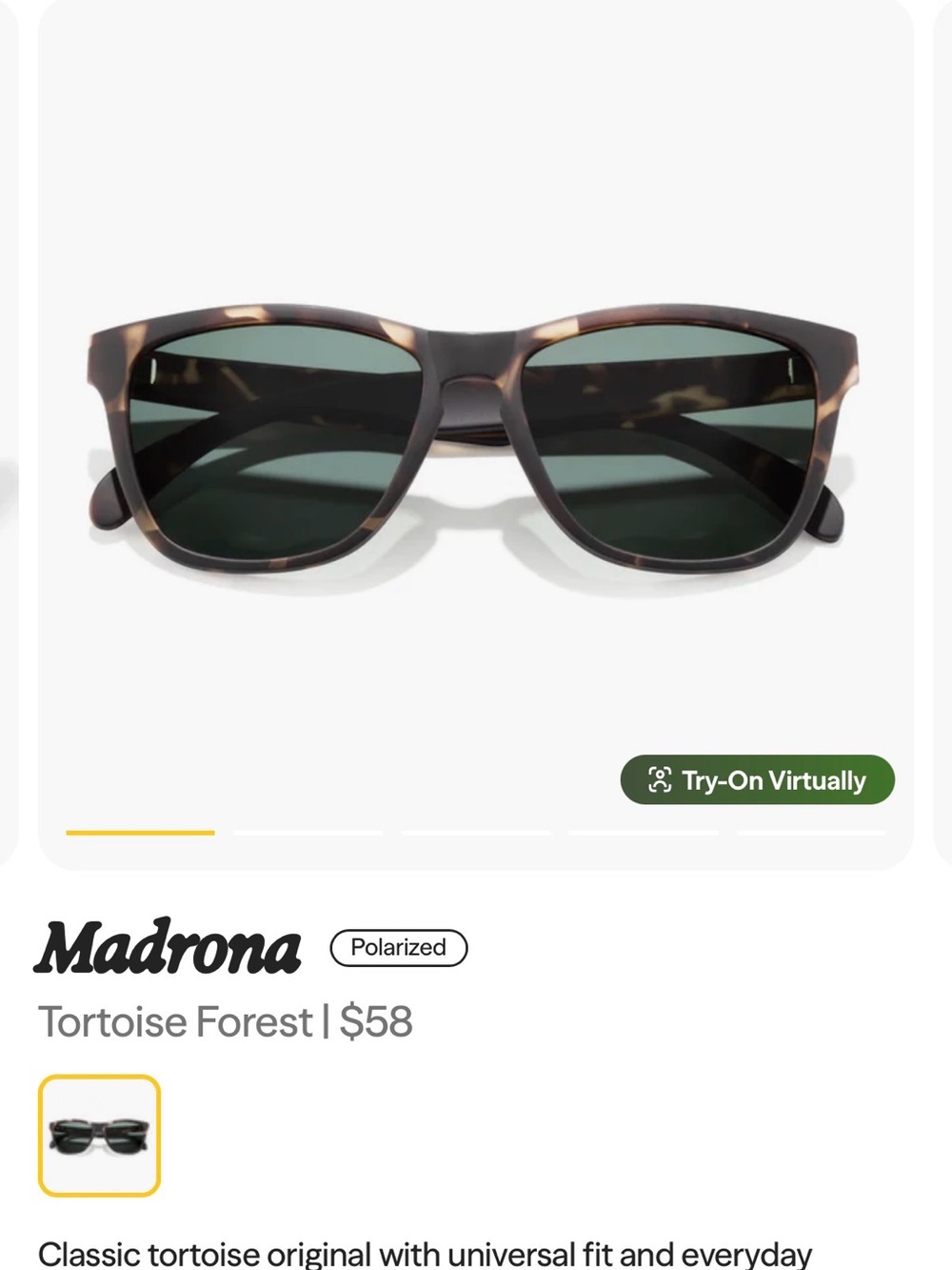 NEW Sunski Madrona Tortoise Forest Polarized Sunglasses